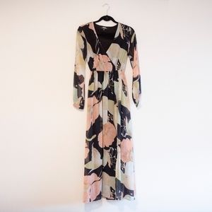 Water Lilies Black Floral Maxi Dress